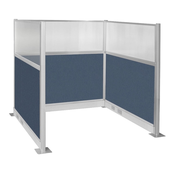 Pre-Configured Hush Panel Electric Cubicle (U Shape) 6' x 6' W/ Window Ocean Fabric